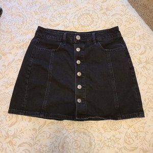 American Eagle Black jean button up skirt